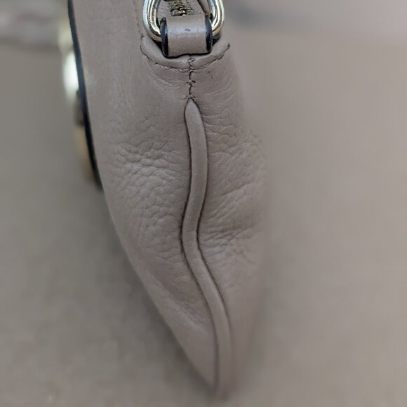 Michael Kors Fulton Leather Wristlet Mini Clutch BIG MK Shiny GOLD LOGO Brown - Picture 5 of 10